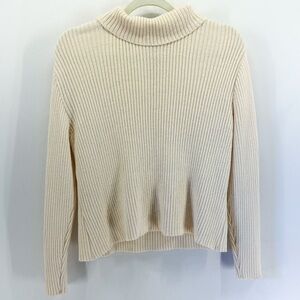 Vintage St. John Cream Santana Knit Wool Turtleneck Sweater Medium Quiet Luxury